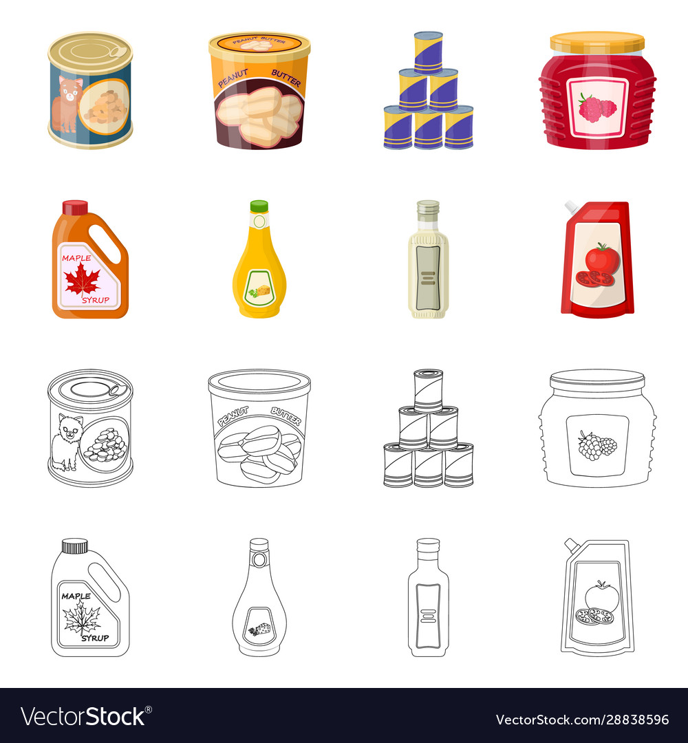 Isolated object can and food symbol set