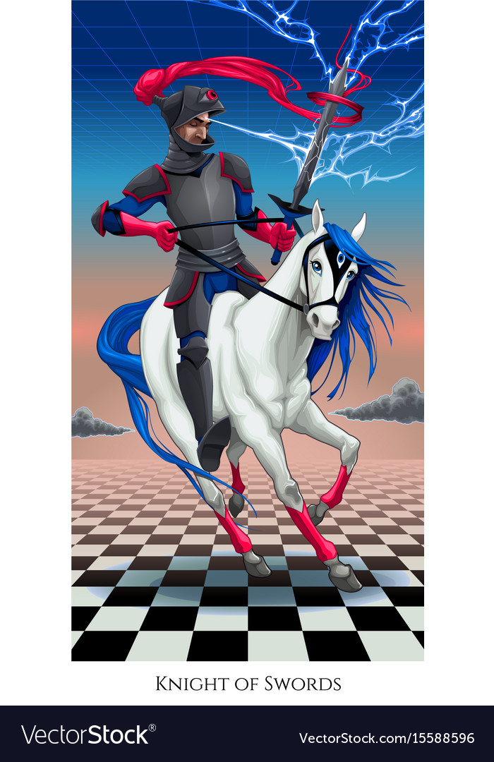 Knight Of Swords Tarot Card Royalty Free Vector Image
