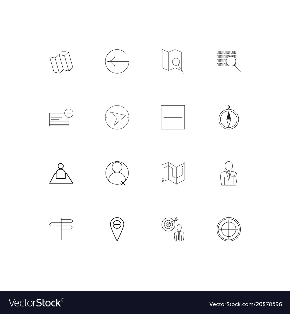 Maps and navigation linear thin icons set