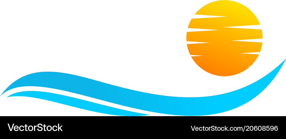 Ocean Wave Sun Logo Royalty Free Vector Image - VectorStock