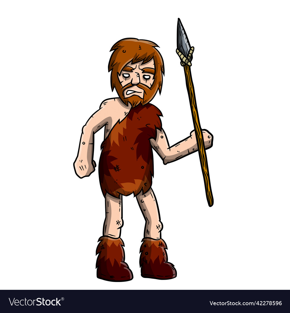 Primitive Bearded Man With Spear Royalty Free Vector Image