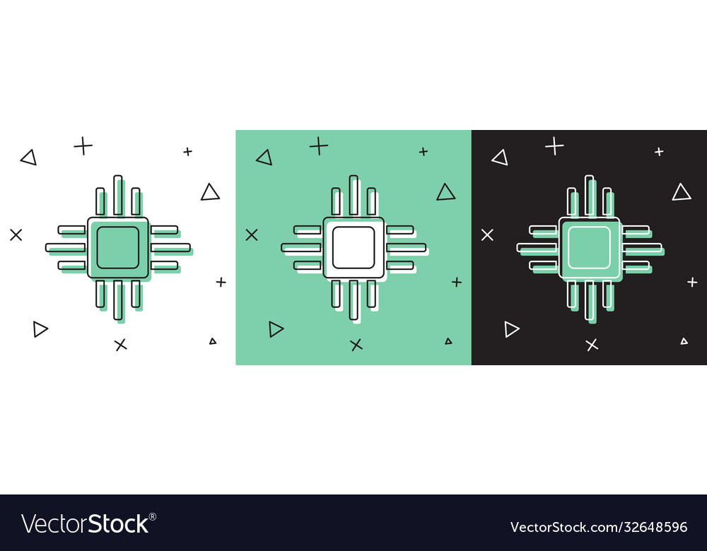 Computerprozessor mit Mikroschaltungen cpu-Symbol einstellen vector image Computerprozessor mit Mikroschaltungen cpu-Symbol einstellen