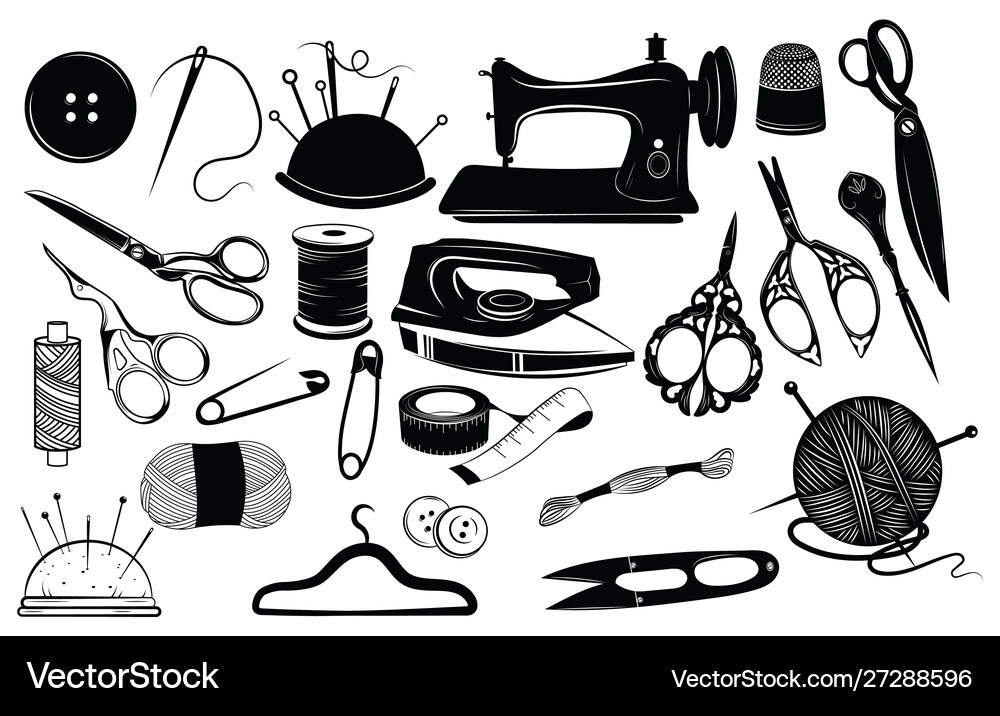 Sewing & Cutting Tools Collection Royalty Free Vector