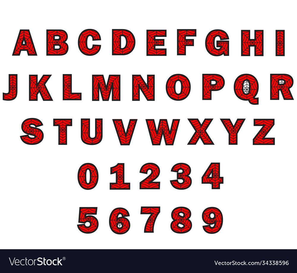 Spider alphabet and number halloween letters