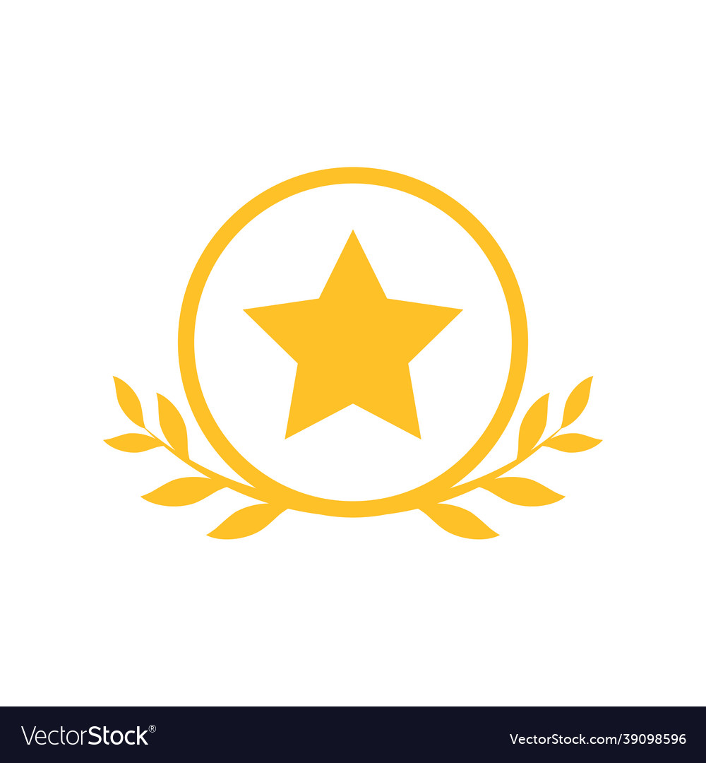 Valid seal icon golden star with win laurel Vector Image