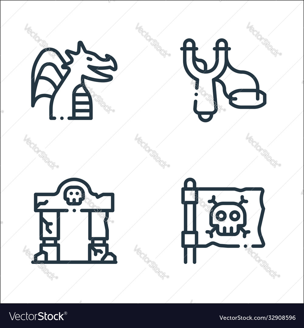 Videogame elements line icons linear set quality Vector Image Videogame elements line icons linear set quality
