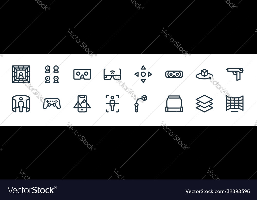 Virtual reality line icons linear set quality vector image Virtual reality line icons linear set quality