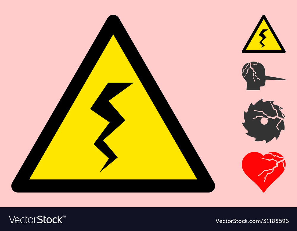 Zigzag crack warning triangle sign icon