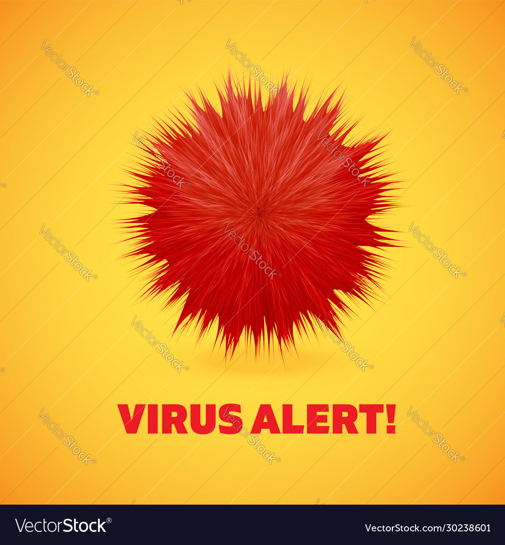 A coronavirus particle with virus alert text vector image A coronavirus particle with virus alert text