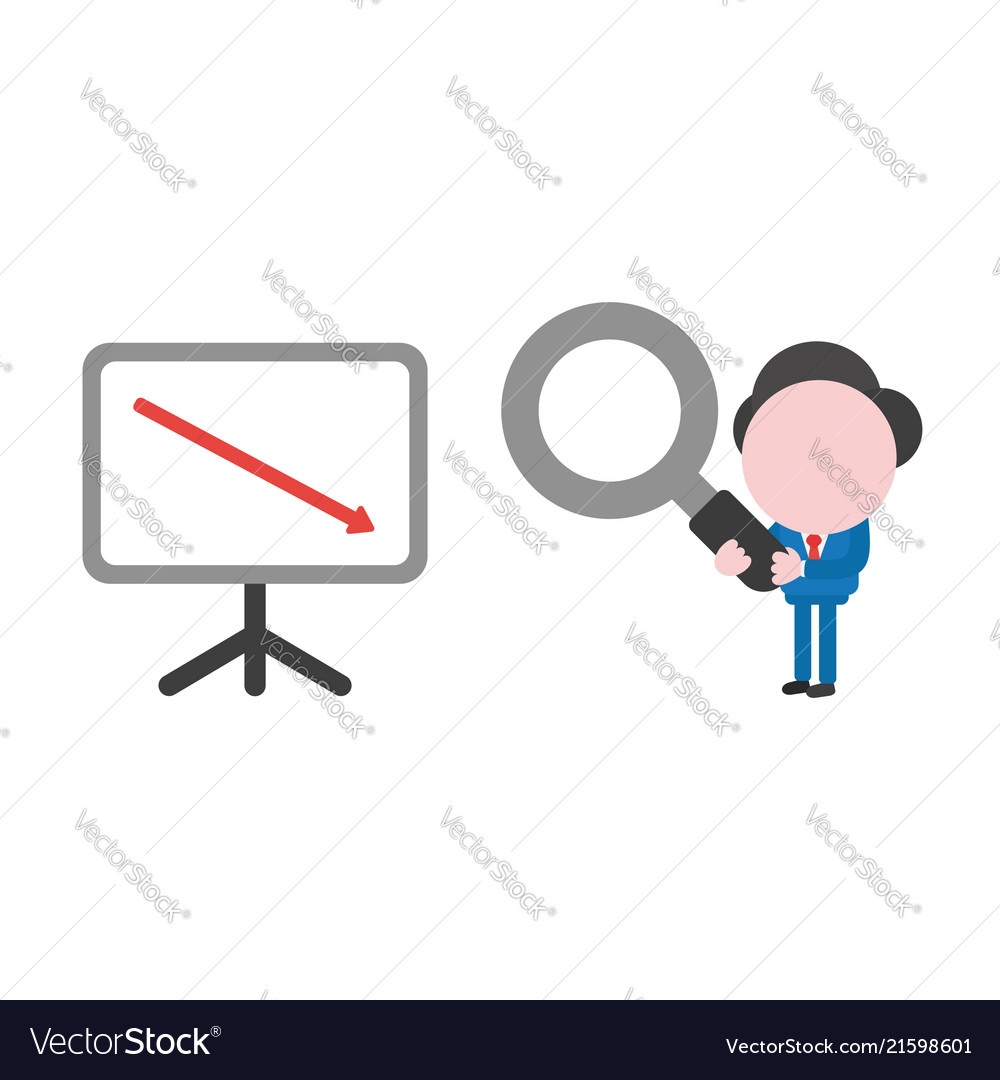 Businessman character looking magnifying glass