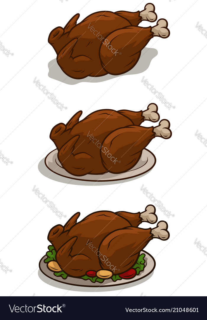 Cartoon fried thanksgiving day turkey on tray Vector Image