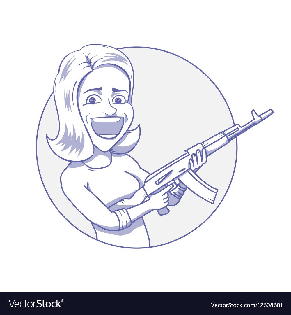 Happy Woman With Assault Rifle Royalty Free Vector Image Happy Woman With Assault Rifle Royalty Free Vector Image