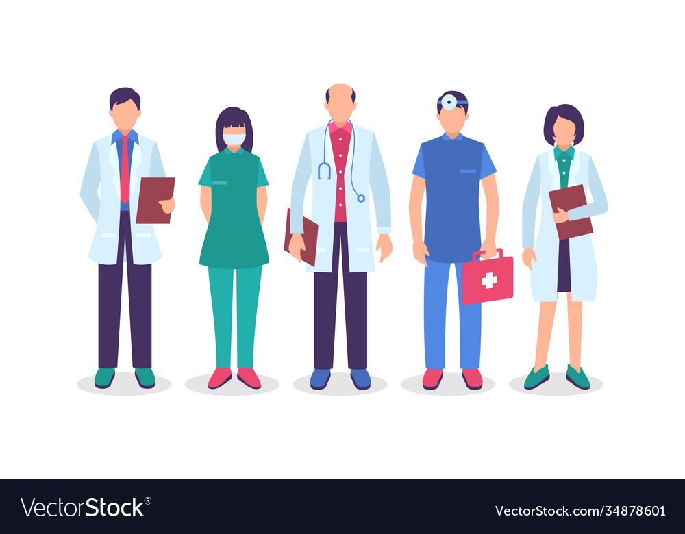 Health professional team collection Royalty Free Vector