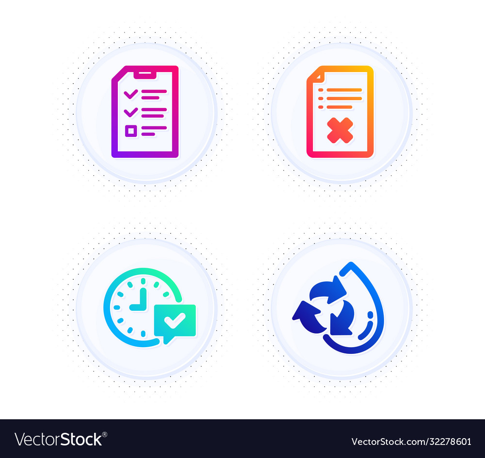 Interview reject file and select alarm icons set vector image Interview reject file and select alarm icons set