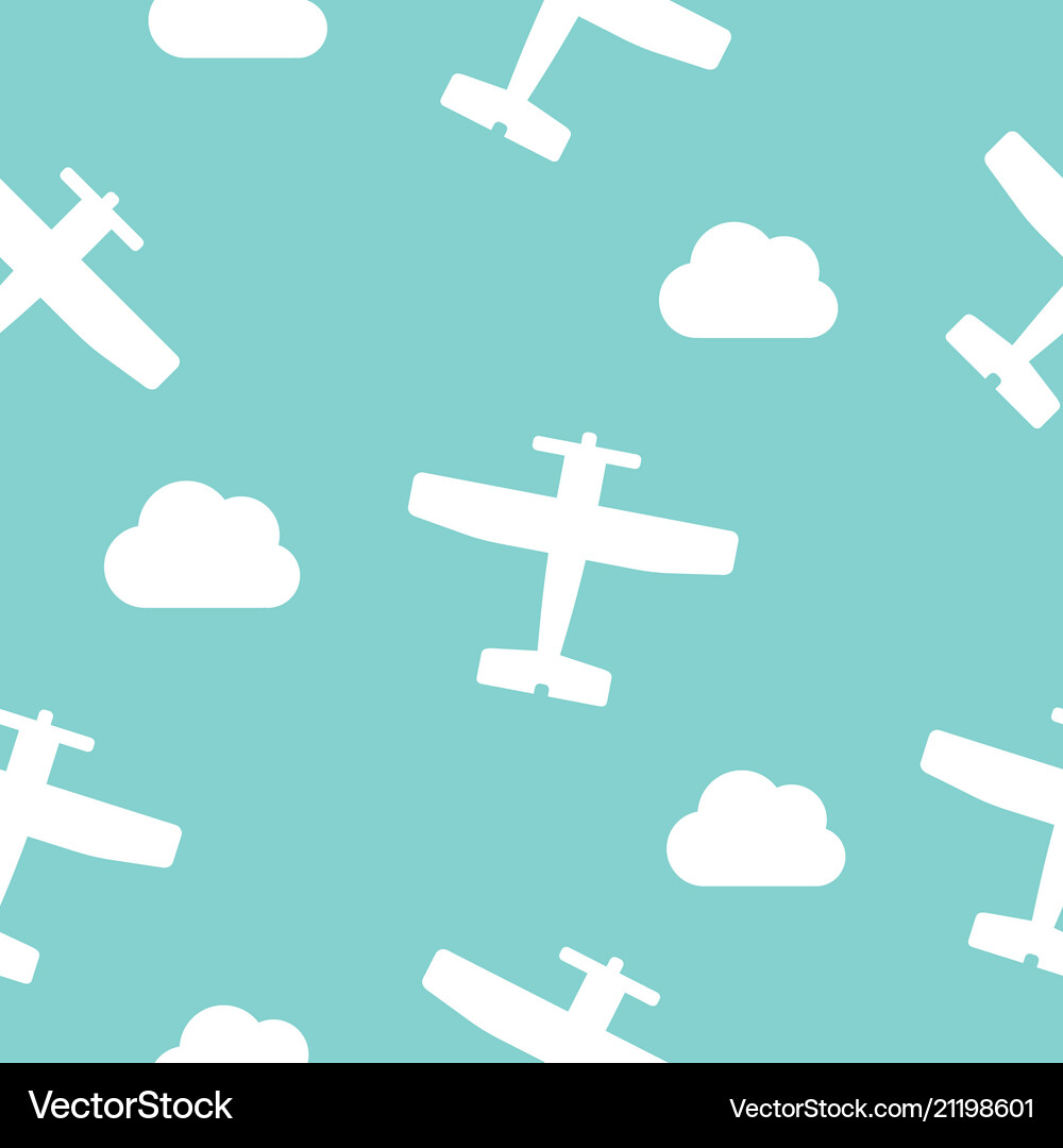 Kids Airplane Clouds Pattern Royalty Free Vector Image
