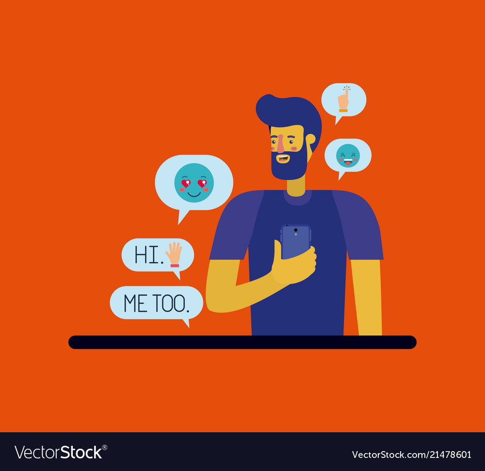 Man chating with smartphone