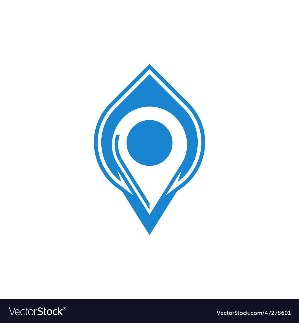 Map pointer pin location combine with blue water