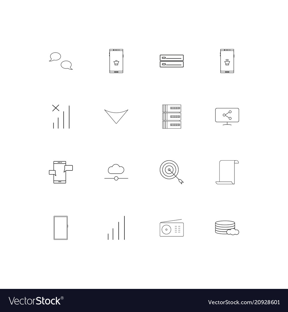 Network and database linear thin icons set