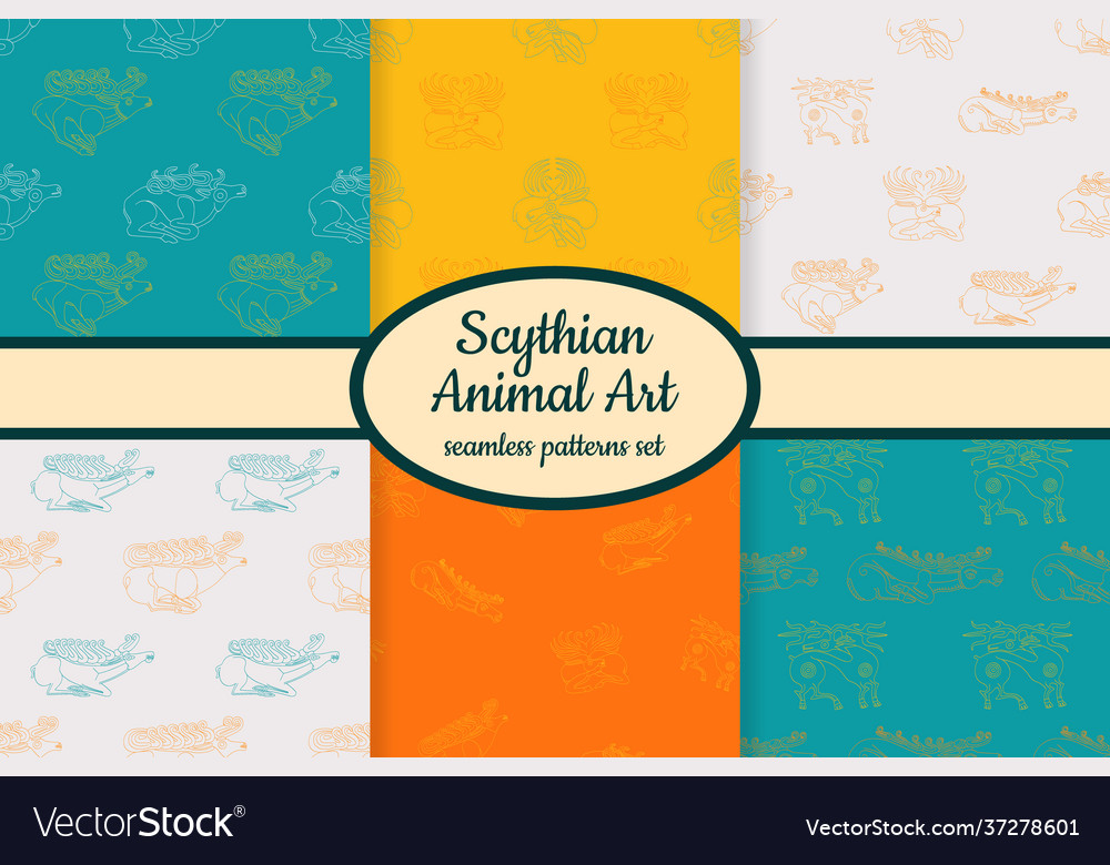 Patterns with ancient scythian art vector image Patterns with ancient scythian art