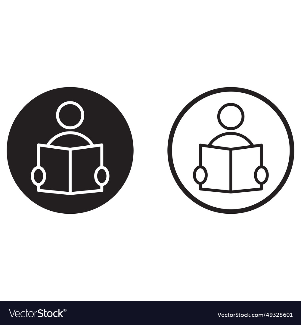 Reading icon set in two styles isolated Vector Image Reading icon set in two styles isolated