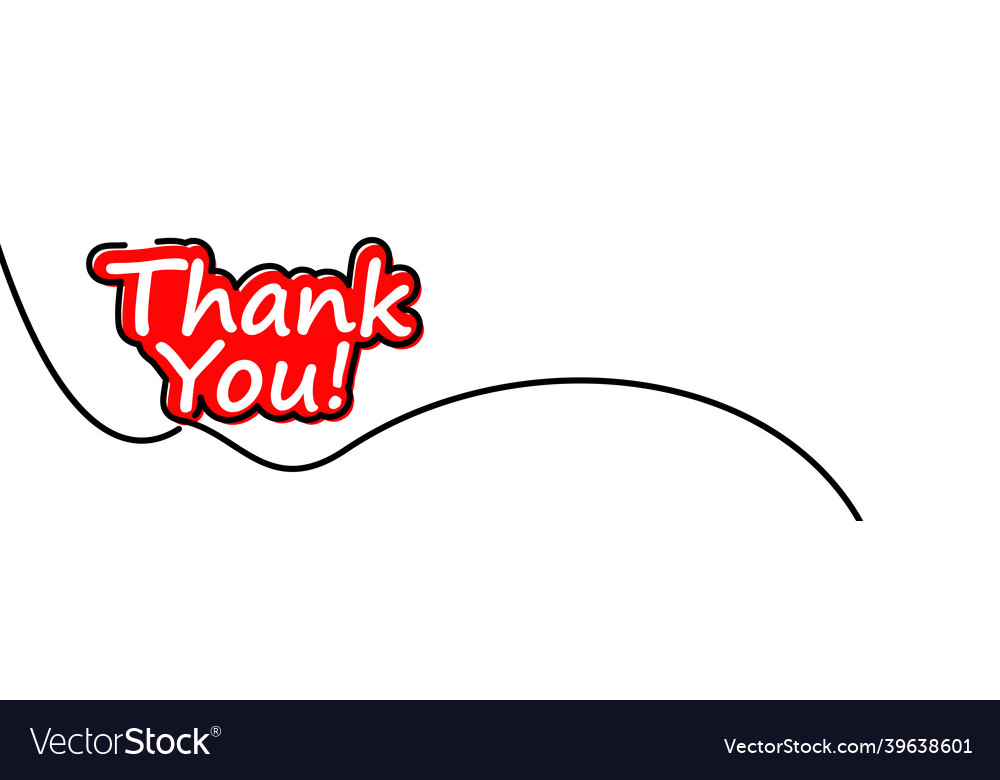 Single line drawn thank you sign silhouette