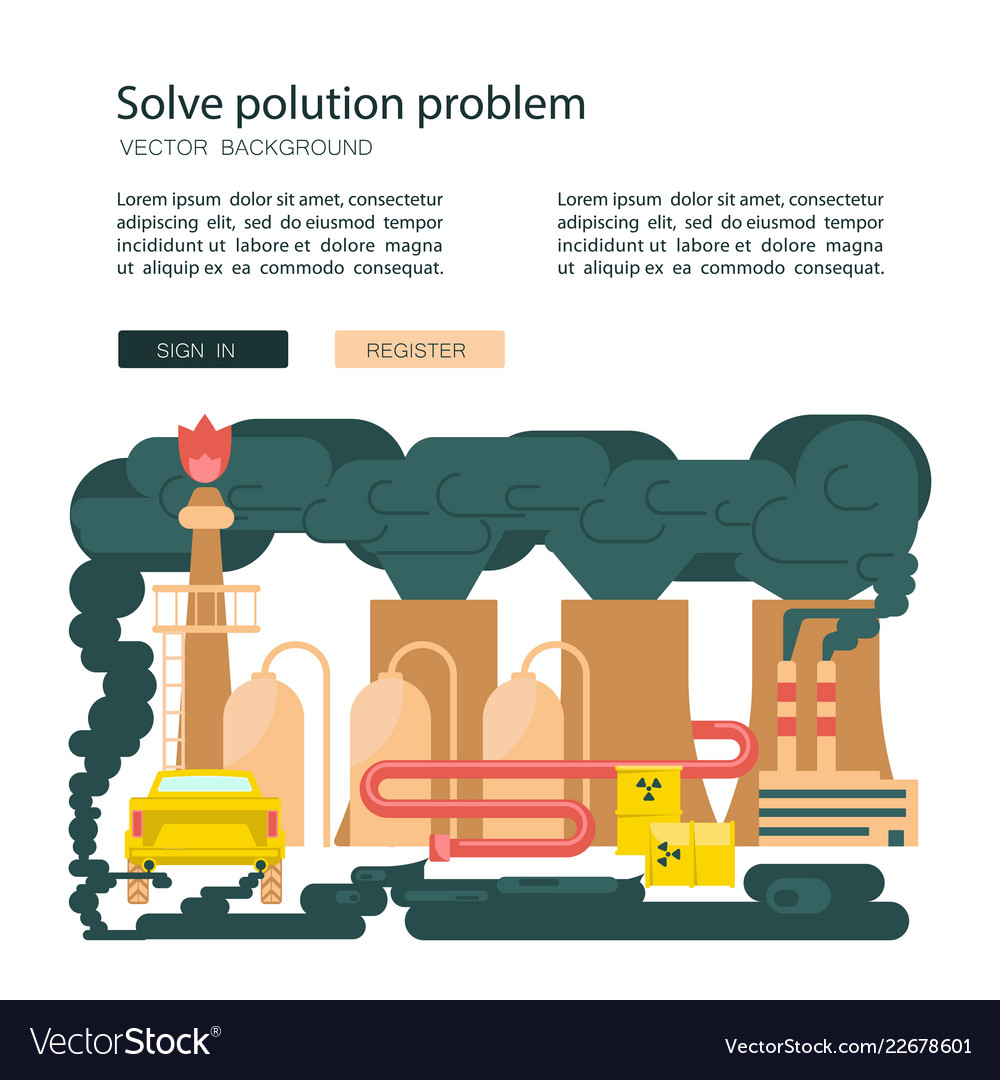 Solve pollution problem banner design template