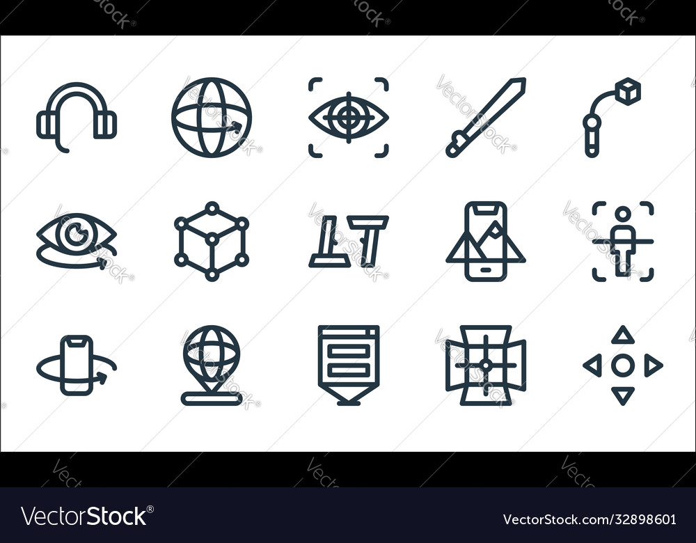 Virtual reality line icons linear set quality