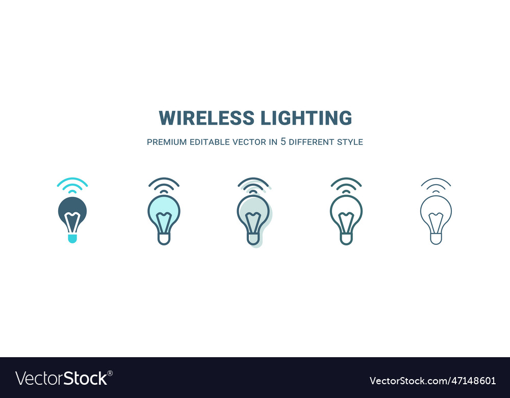 Wireless lighting icon in 5 different style vector image Wireless lighting icon in 5 different style