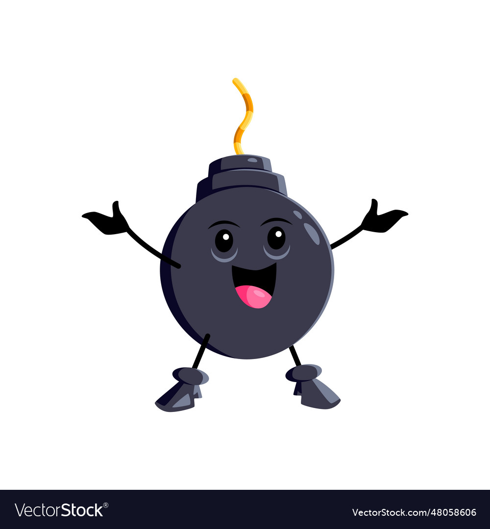 Cartoon happy bomb character explosive personage Vector Image