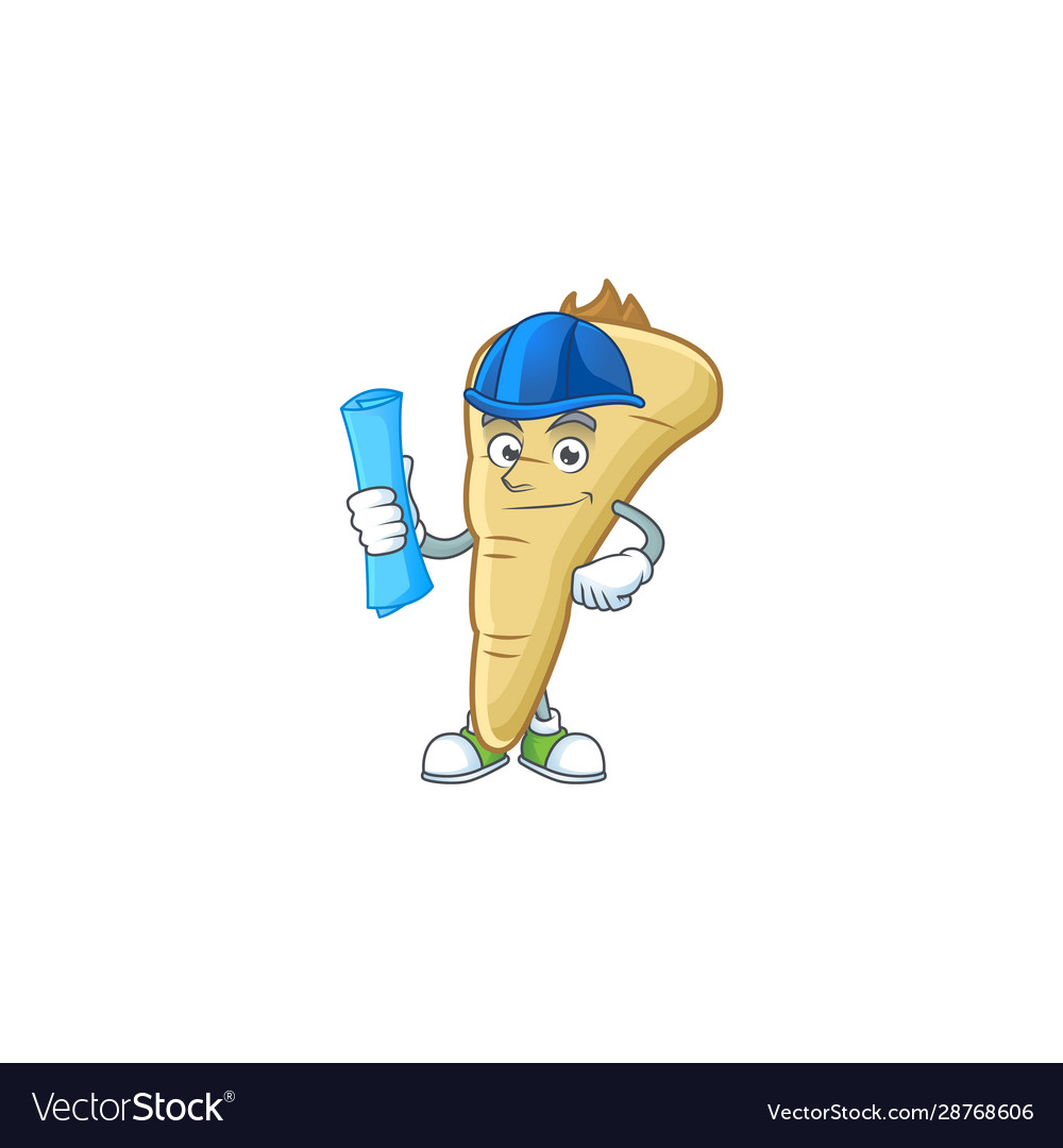 Cheerful architect parsnip cartoon character vector image Cheerful architect parsnip cartoon character