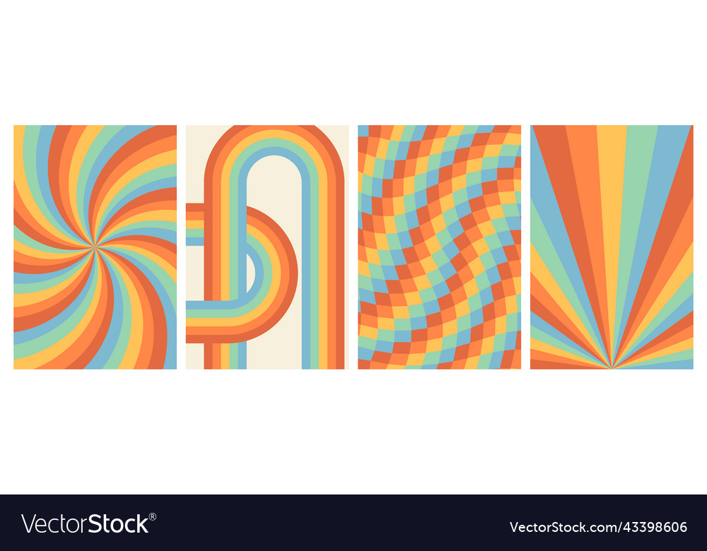 Groovy rainbow backgrounds checkerboard Royalty Free Vector