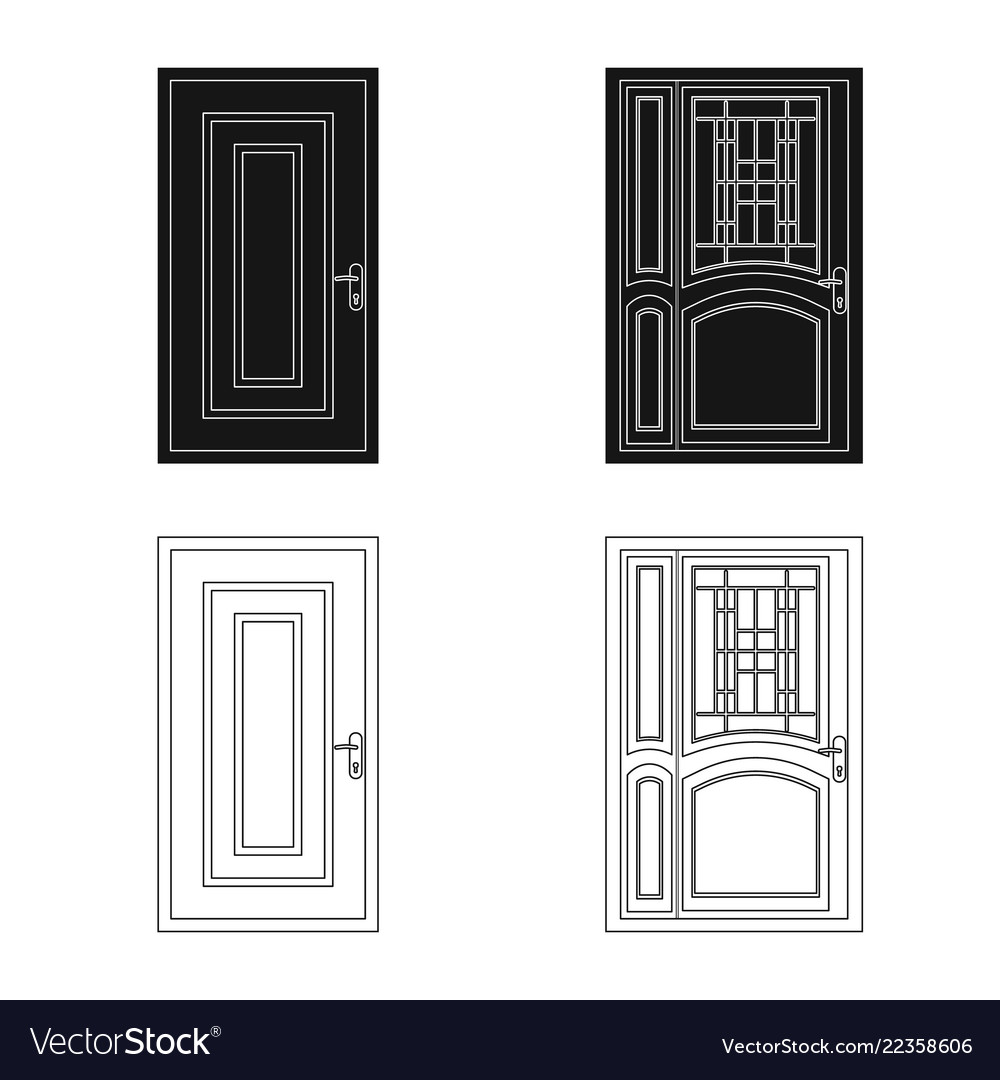 Isolated object of door and front icon set