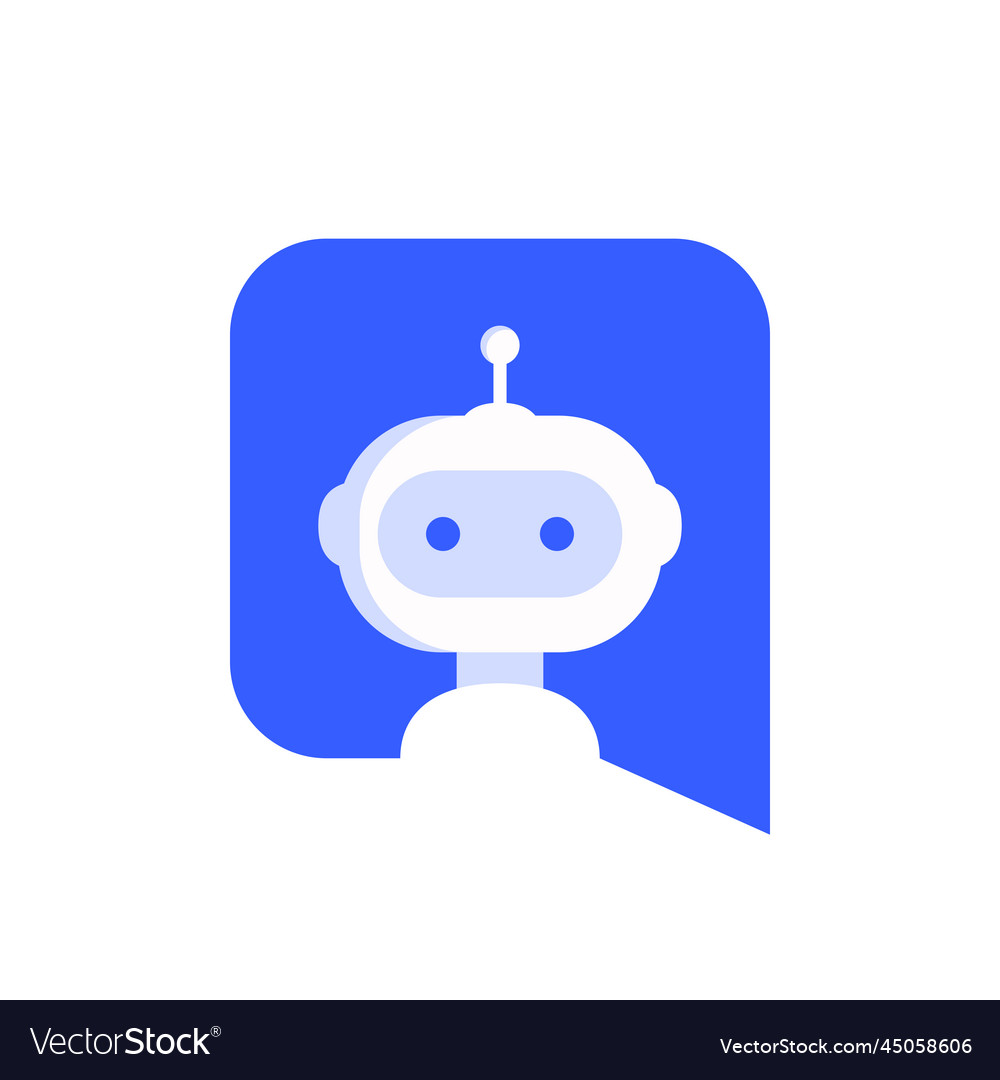 Robot in speech bubble icon vector image Robot in speech bubble icon