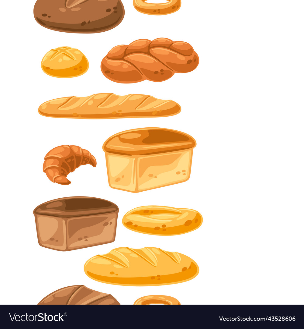 Seamless pattern with various bread image Vector Image Seamless pattern with various bread image