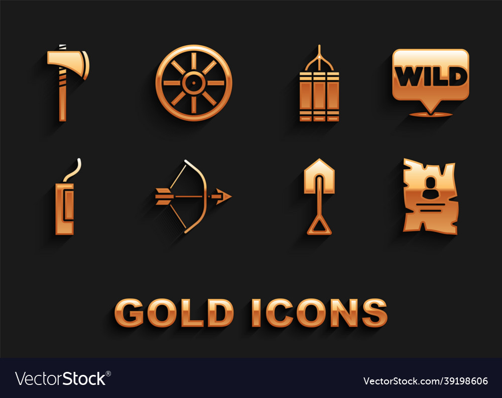 Set bow and arrow in quiver pointer to wild west vector image Set bow and arrow in quiver pointer to wild west
