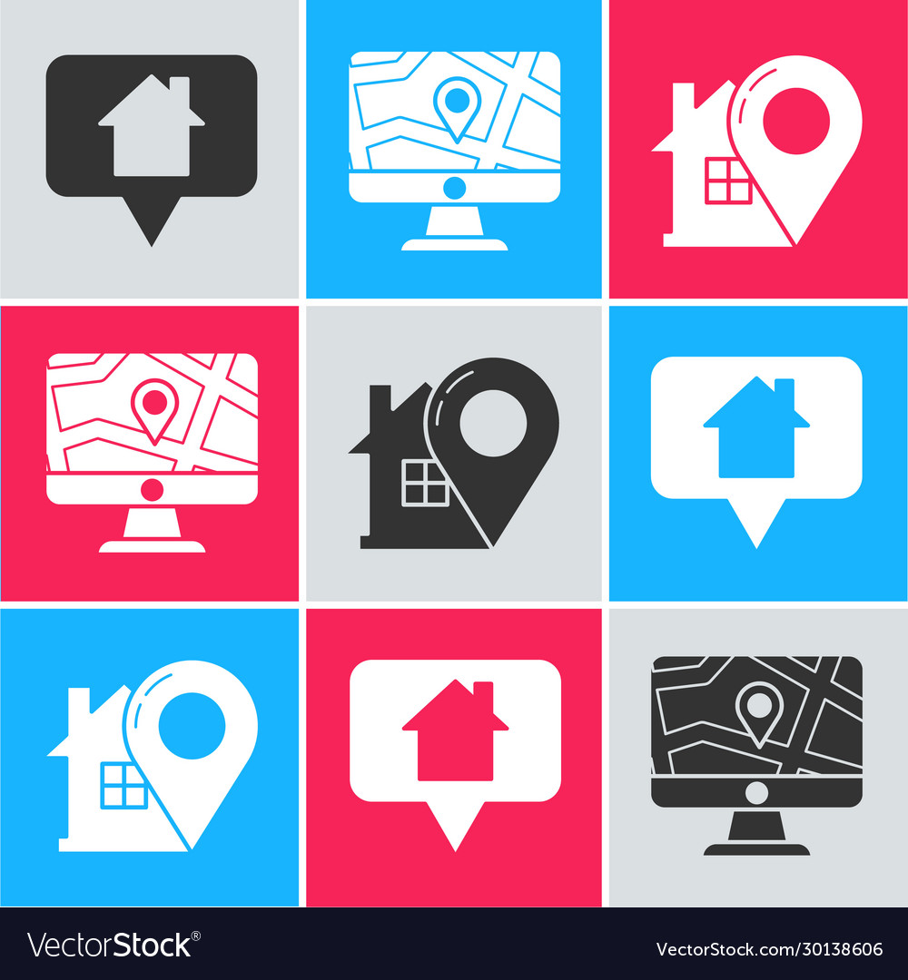 Set map pointer with house monitor and folded