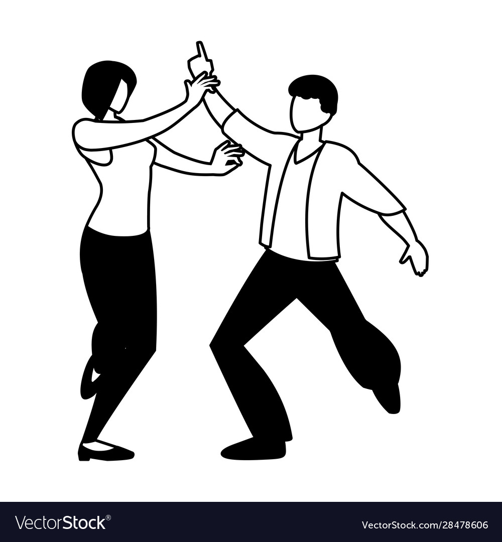 Silhouette couple in pose dancing on white Vector Image