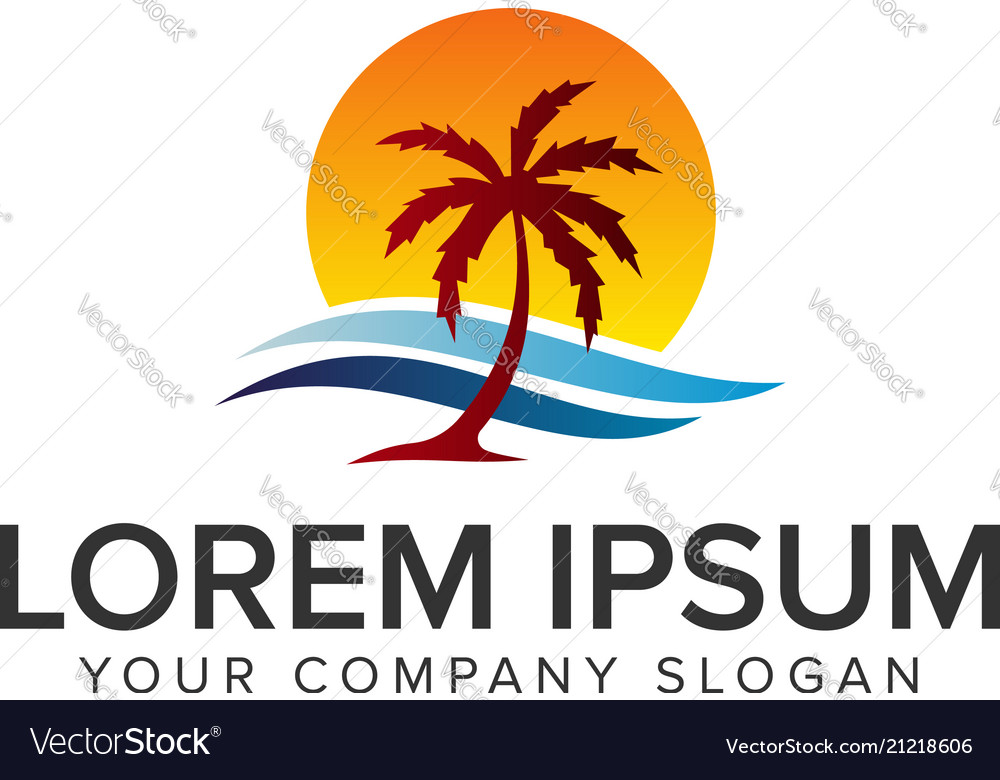 Summer sea logo design concept template Royalty Free Vector