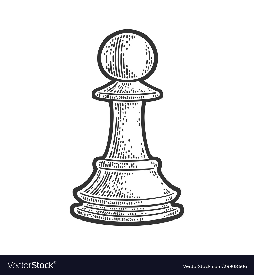 Pawn - chess piece isolated on white background. Hand drawn sketch