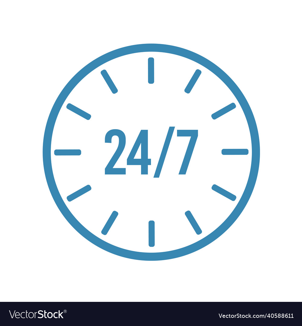 24 7 clock circle arrow for nonstop service icon vector image 24 7 clock circle arrow for nonstop service icon