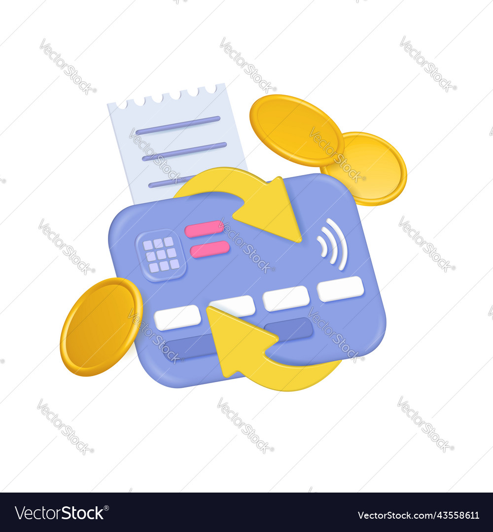 3d cashback money refund concept with credit card Vector Image