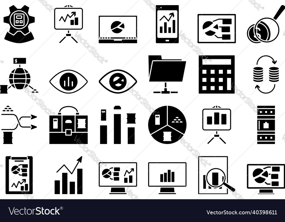 Analytics icon set vector image Analytics icon set