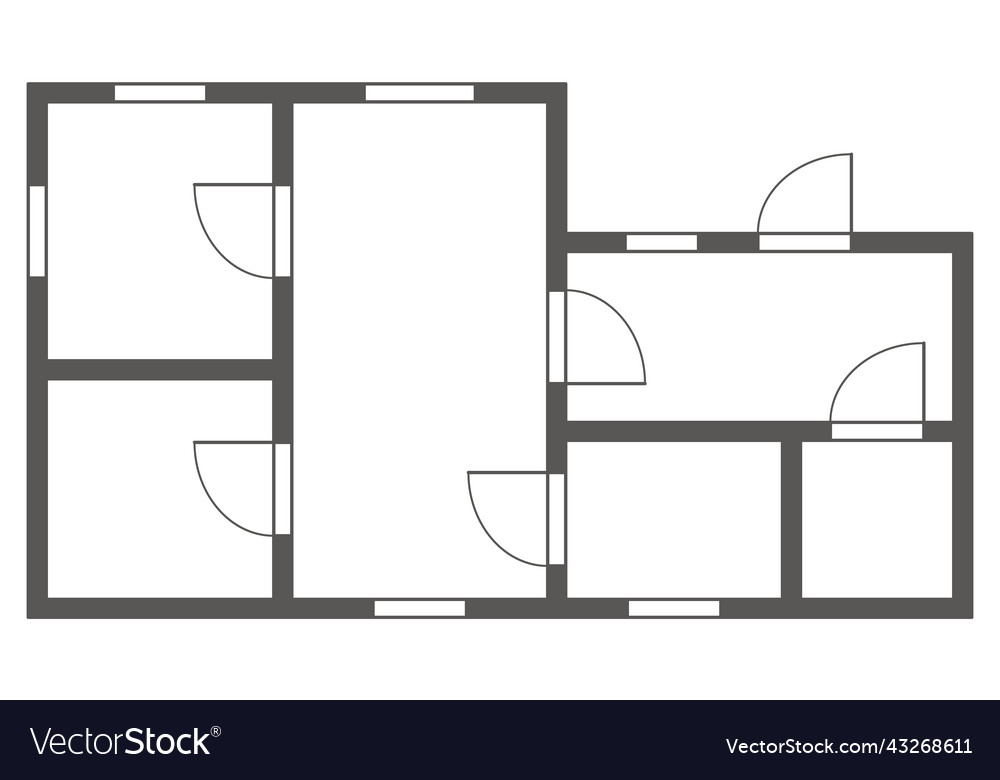 Wohnung architektonischen Plan schwarz und weiß vector image Wohnung architektonischen Plan schwarz und weiß