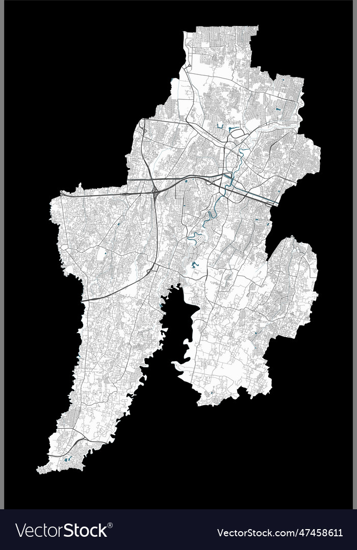 Bekasi map detailed of city vector image Bekasi map detailed of city