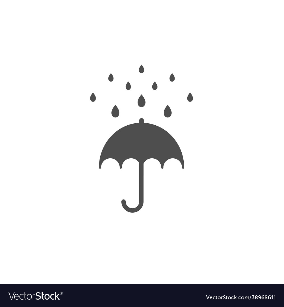 Black open umbrella with rain drops flat icon Vector Image