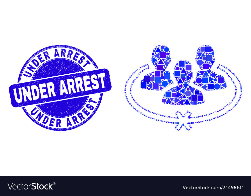 Blue scratched under arrest stamp seal and jailed vector image Blue scratched under arrest stamp seal and jailed