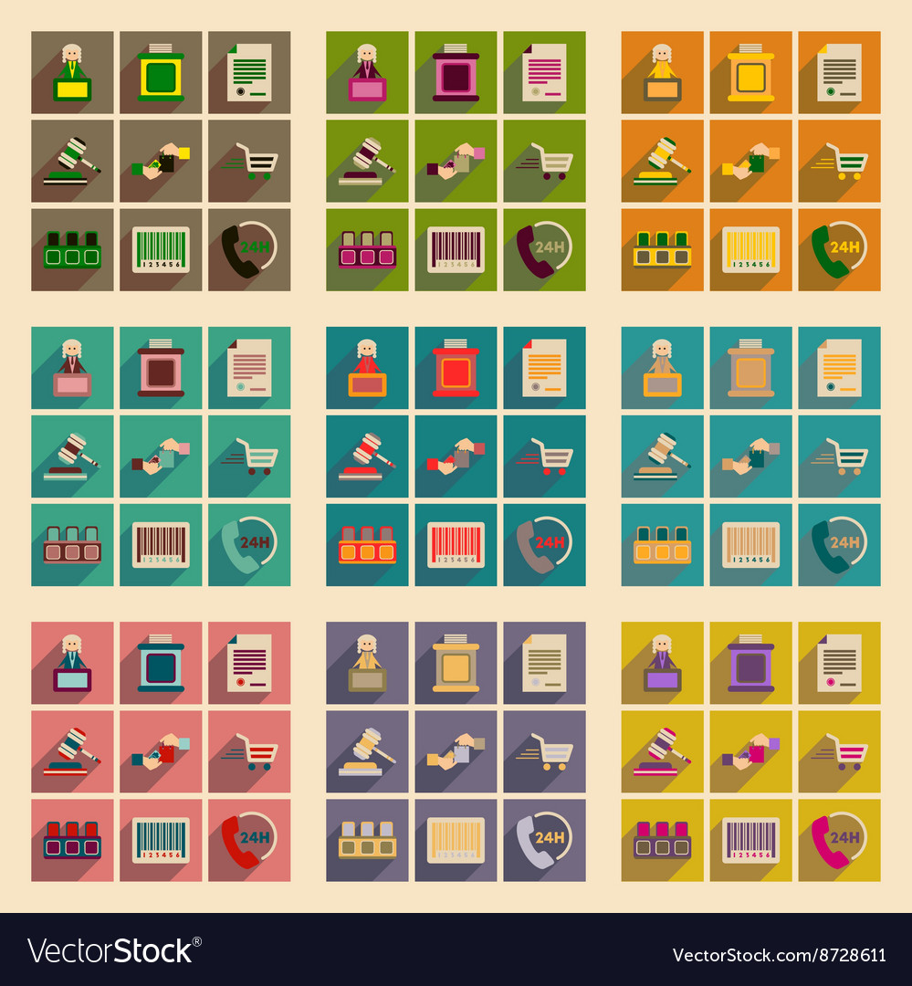 Concept of flat icons with long shadow judging