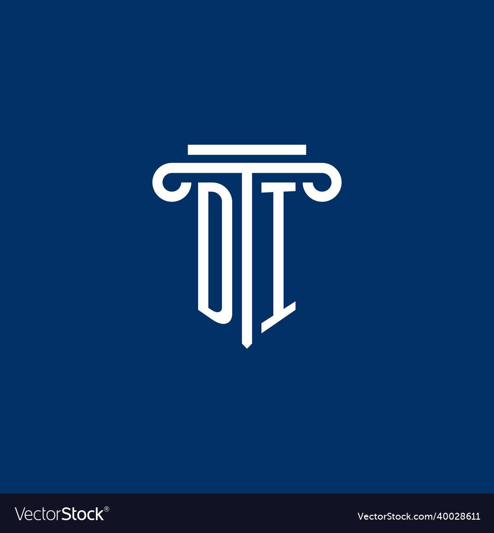 Di initial logo monogram with simple pillar icon Vector Image Di initial logo monogram with simple pillar icon