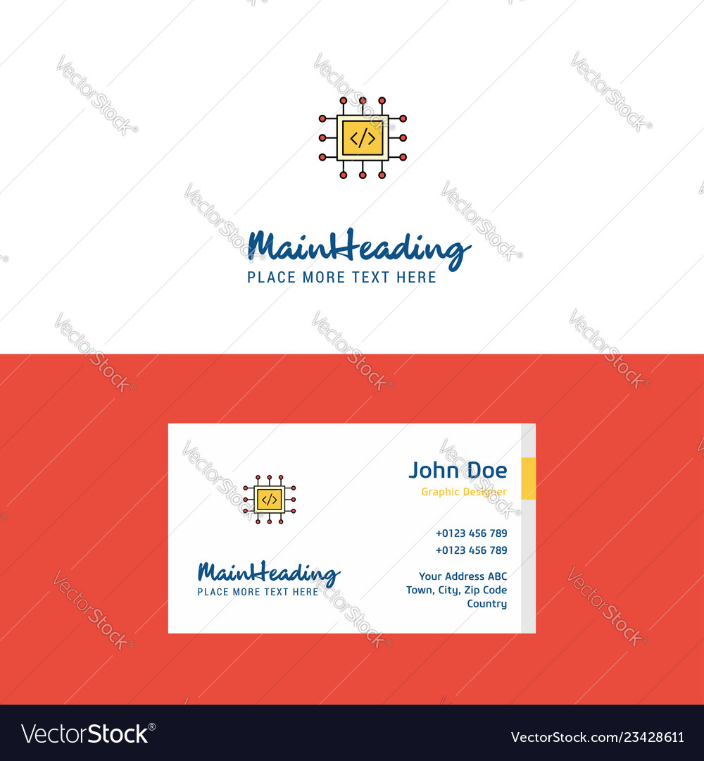 Flat processor logo and visiting card template vector image Flat processor logo and visiting card template