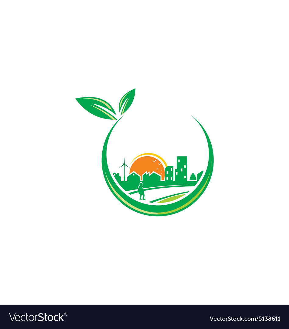 Green town urban city environment logo Royalty Free Vector